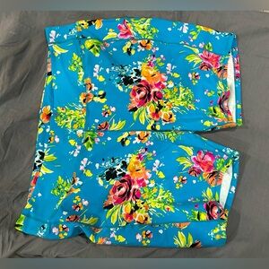 Fabletics Blue Floral Active Bike Shorts